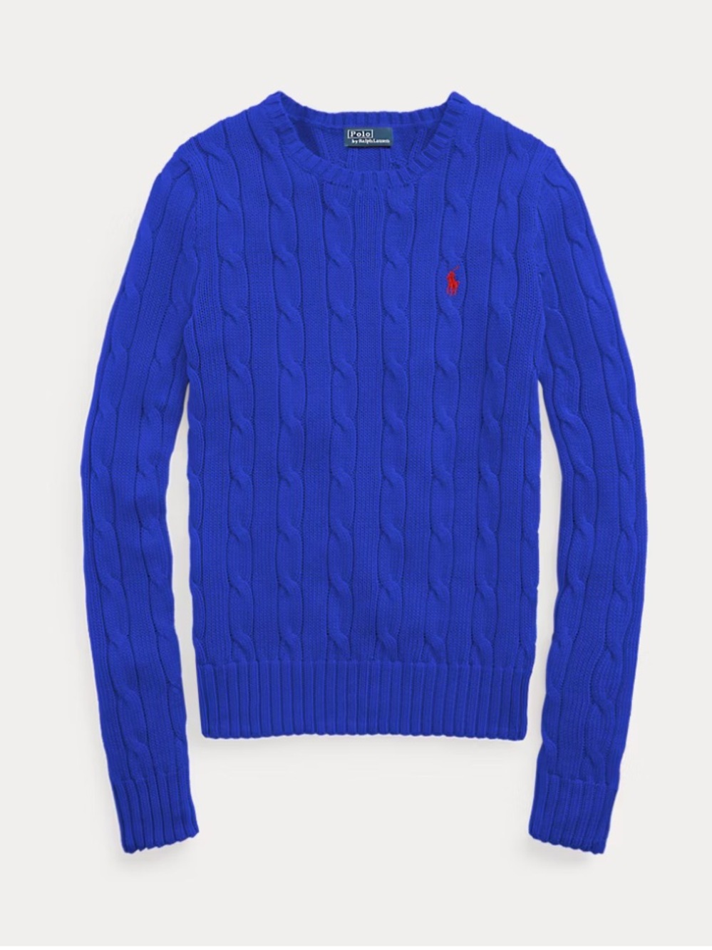 Ralph Lauren Royal Blue Cable Knit Crewneck Sweater